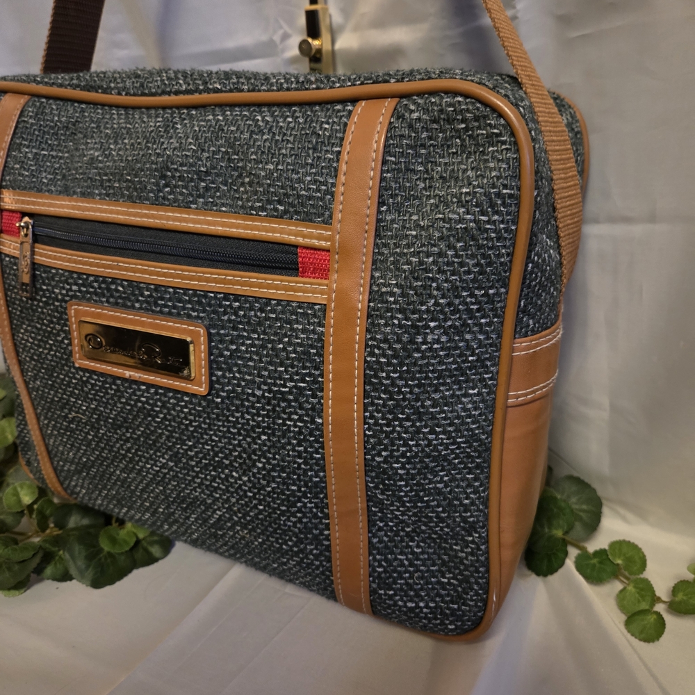 Oscar de la Renta Vintage Tweed Travel Shoulder Bag Carry On Luggage - Picture 3 of 16